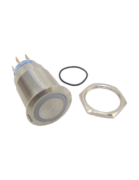 19mm vandal pushbutton 2 luminous contacts 24V white