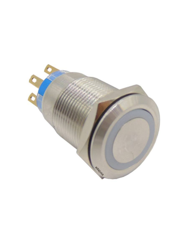 Anti-vandal pushbutton 19mm 2NA/NC 230V white luminous ring