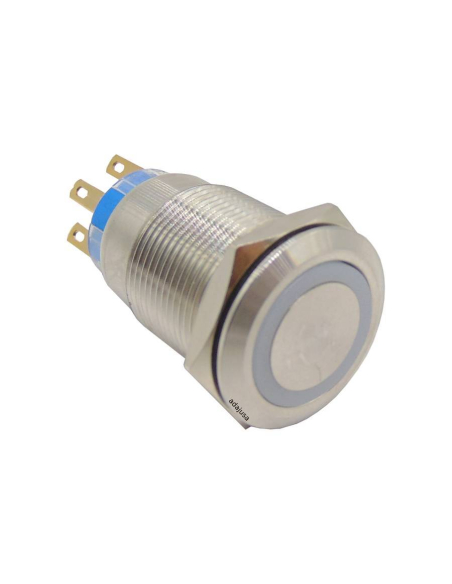 Vandal pushbutton 19mm 2 luminous contacts 230V white | price adajusa