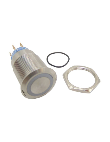 Vandal pushbutton 19mm 2 luminous contacts 230V white | price adajusa