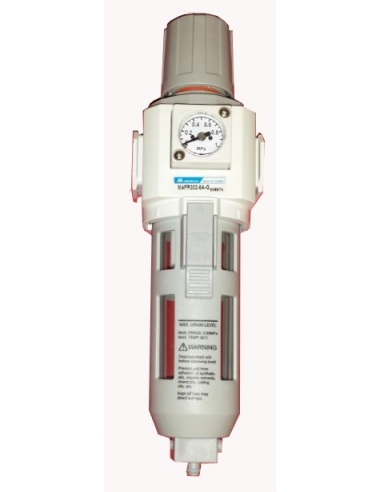 1/4 filtro-regulador metálico com medidor de pressão - Mindman