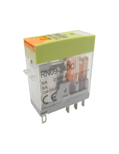 Miniature relay 24Vac 2 contacts 8A with luminous indication