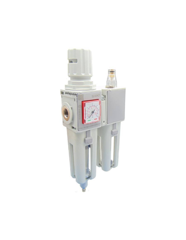 Pneumatic filtering group 3/8 regulation 0-8 bar semi-automatic drain size 1 FRL EVO - series Aignep