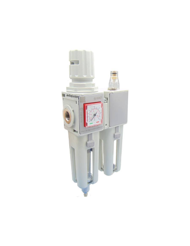 Pneumatic filtering group 1/2 regulation 0-12 bar semi-automatic purge size 2 FRL EVO series - Aignep