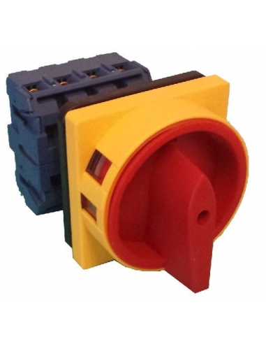 Interruptor seccionador 4 polos 40A mando amarillo-rojo