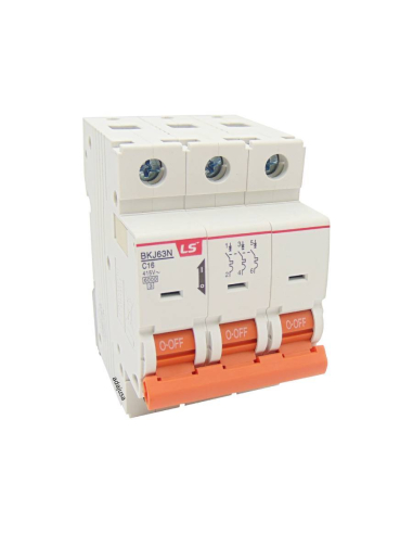 MCB circuit breaker 3 poles 16A (3x16A) Curve C -  LS