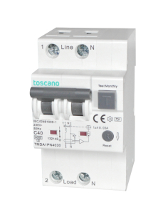 Toscano 1P+N 40A 30mA Class A Differential MCB circuit breaker | ADAJUSA | Price