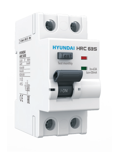Disjuntor de corrente residual super-imunizado classe A-APR de 63A 30mA bipolar - Hyundai Electric