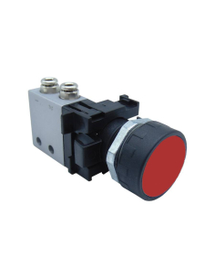Botão de pressão pneumático preto-branco-vermelho Válvula: 3/2 NO acessórios laterais Ø 4 mm - ADAJUSA