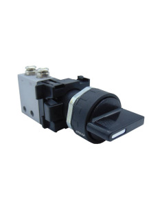 Black selector switch short cam with 2 positions with spring return and Valve: 3/2 NC side fittings Ø 4 mm - Aignep - ADAJUSA