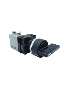 Black 3-position long cam selector with spring return and strut valve: 3/2 NC side fittings Ø 4 mm - Aignep - AD