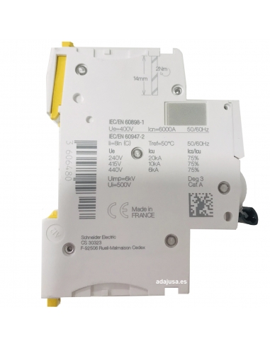 MCB circuit breaker 2 poles 50A (2x50A) IC60N C 6kA - Schneider