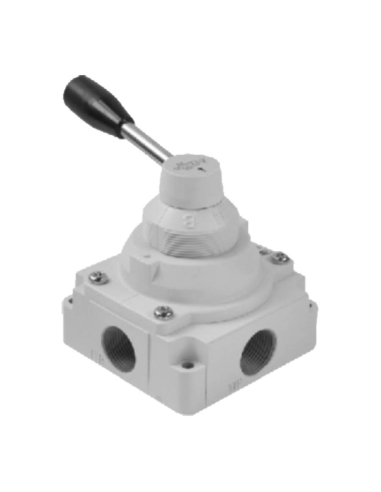 Valve 1/2 4-way 3 positions c.c. Rotary lever Size 2 - Mindman