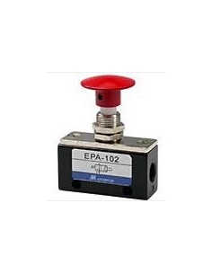 Botão pneumático vermelho 1/8-3/2 NC - Mindman - ADAJUSA
