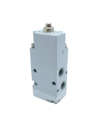 Black-white-red pneumatic pushbutton and Limit switch servo-piloted strut 1/8 3/2 NC with spring return - Aignep