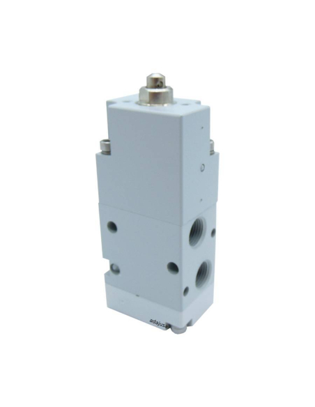 Black-white-red pneumatic pushbutton and Limit switch servo-piloted strut 1/8 3/2 NC with spring return - Aignep
