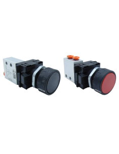 Pneumatic pushbutton diameter 22.5 fittings with NA valve - Price adajusa.es