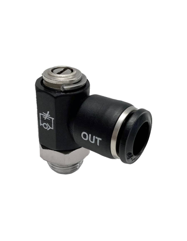 One-way swivel Regulator with 3/8" tube diameter adjustment screw for technopolymer valve - Aignep