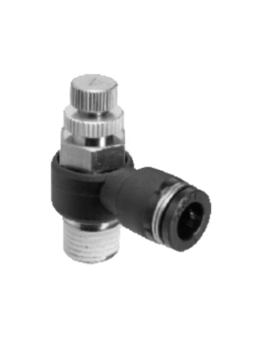 Regulador de caudal M5 tubo diámetro 6 unidireccional orientable - ADAJUSA