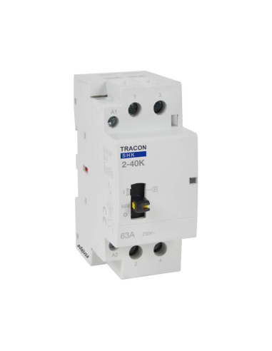 Contator modular 25A 4Polos abertos 230Vac com controle manual - Tracon