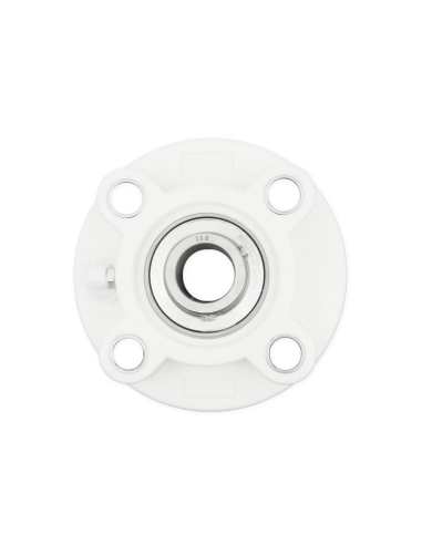 Round support in white thermoplastic with INOX bearing 30mm shaft SSUC-206 - ISB