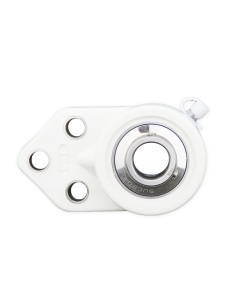 Suporte flange autocompensador em termoplástico branco UCFB207PB com rolamento em aço inoxidável SSUC-207 eixo 35mm ISB | ADAJUS