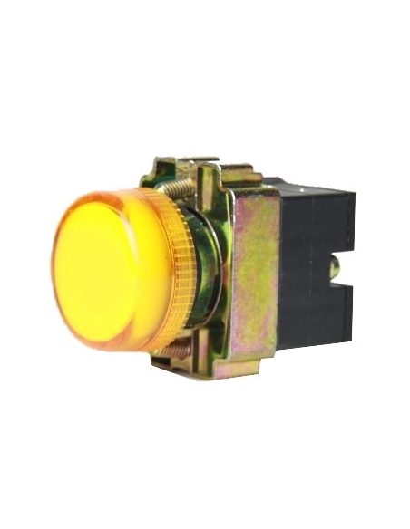 Piloto luminoso metálico amarelo de 22mm