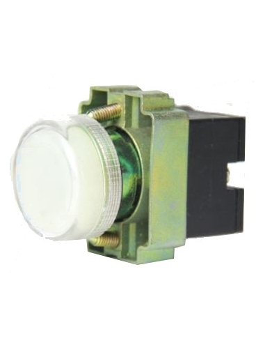Piloto luminoso metálico branco de 22mm
