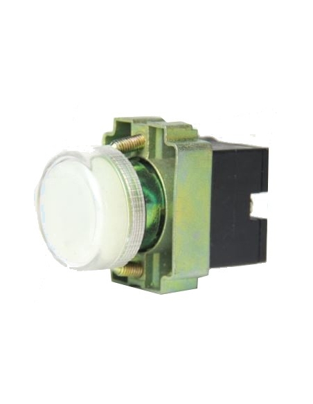 Piloto luminoso metálico branco de 22mm