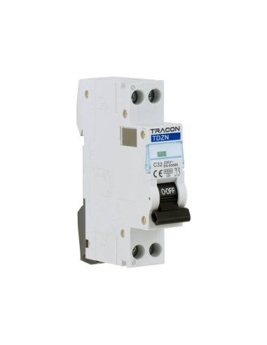 MCB circuit breaker 1 Pole+Neutral 6A 6kA narrow profile - Tracon