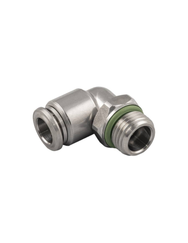 Conical male adjustable elbow fitting M5 6mm tube with INOX gasket Series 60000 - Aignep