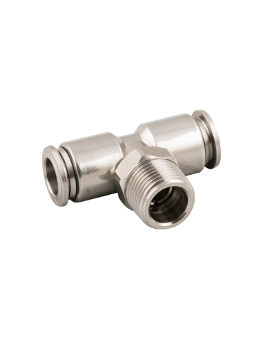 Conexão em T ajustável com rosca cônica central 1/8 tubo 8mm INOX Série 60000 - Aignep