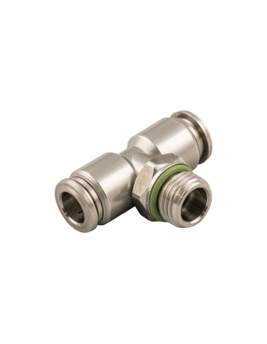 Adjustable T fitting central thread 1/4 10mm tube with INOX gasket Series 60000 - Aignep