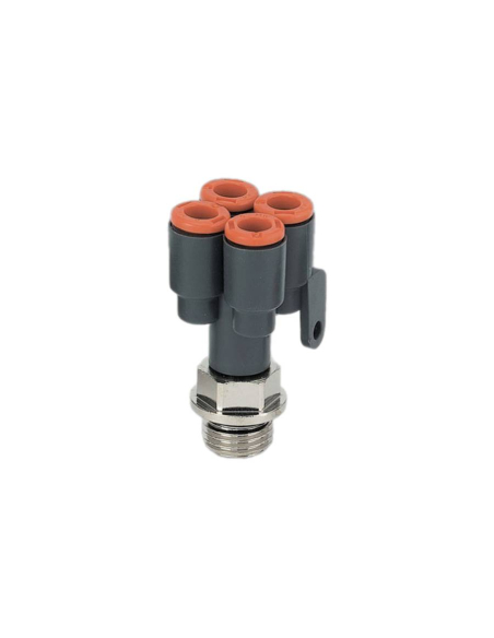 Conexão dupla em Y entrada 1/8 e saída diâmetro 4mm em tecnopolímero - Metal Work | ADAJUSA