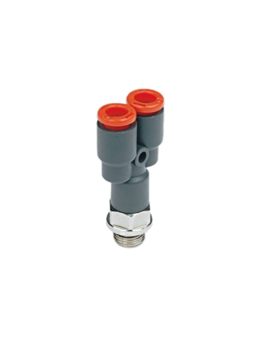 Y male fitting 3/8 tube diameter 8mm technopolymer - Metal Work