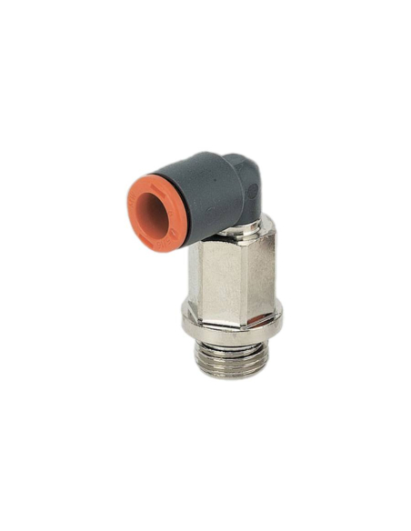 Extended swivel elbow fitting 1/4 tube 10mm technopolymer - Metal Work | ADAJUSA