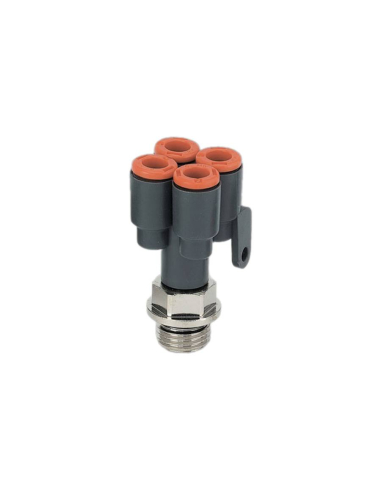 Conexão dupla em Y entrada 1/4 e diâmetro de saída 4mm em tecnopolímero - Metal Work