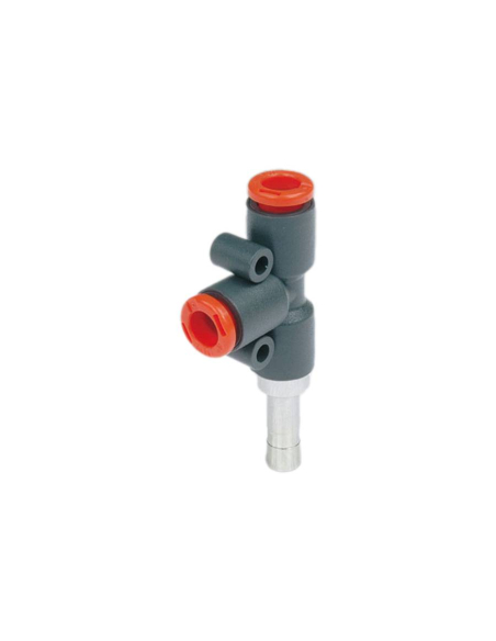 T-piece tube fitting 10mm with 10mm side adapter technopolymer - Metal Work | ADAJUSA
