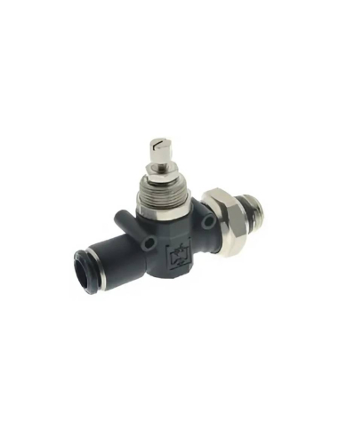 One-way flow Regulator 6mm tube - short male 1/4 for valve - Aignep