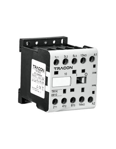 Three-phase mini contactor 12A 230Vac closed auxiliary contact NC TR1K Series