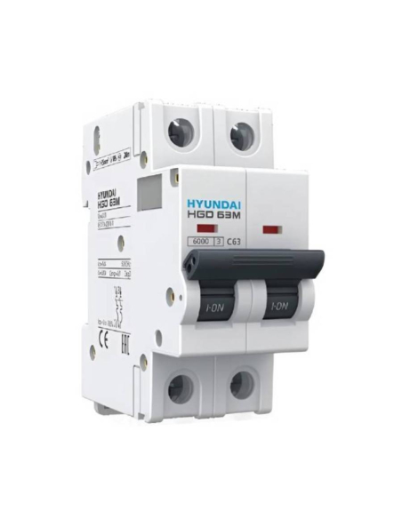 DC 2 pole 25A bipolar magnetothermic switch Hyundai HGD63-D2P025C | ADAJUSA | price