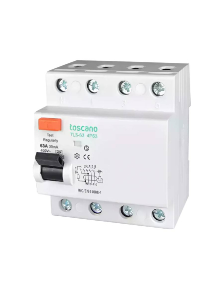Superimmunized Class A 4-Pole 40A 300mA Differential Circuit Breaker VDA Toscano | ADAJUSA