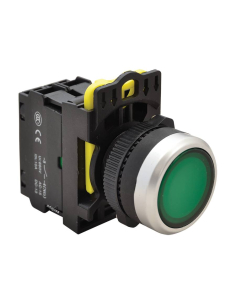 Botão elétrico iluminado verde 22mm em plástico NYG3-LG | ADAJUSA | preço