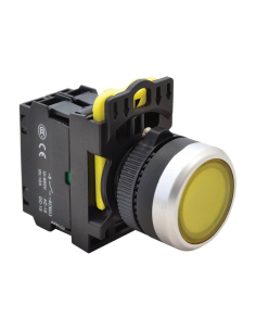 Botão elétrico iluminado amarelo 22mm em plástico NYG3-LY | ADAJUSA | preço