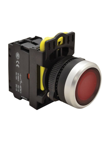 Red illuminated pushbutton with closed contact (NC) - NY Series