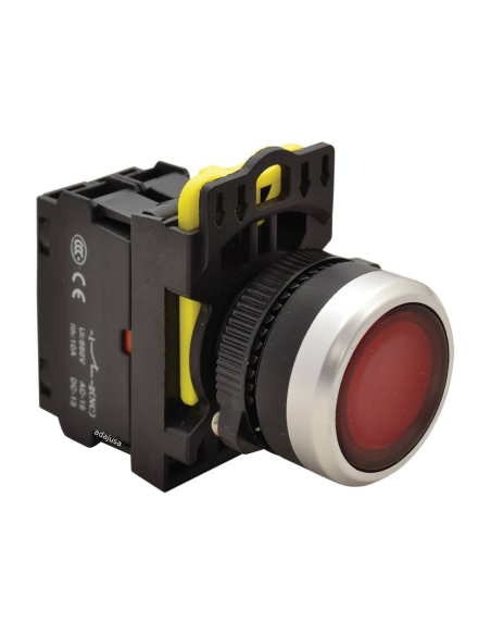 Botão elétrico iluminado vermelho 22mm em plástico NYG3-LR | ADAJUSA | preço