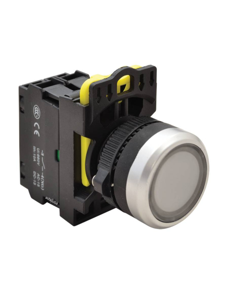 Botão elétrico iluminado branco 22mm em plástico NYG3-LW | ADAJUSA | preço