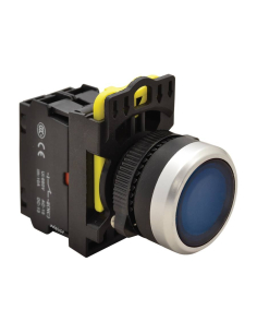 Botão elétrico iluminado azul 22mm em plástico NYG3-LB | ADAJUSA | preço