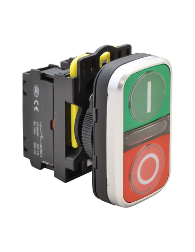 Illuminated double start-stop pushbutton (I-O) with open (NO) and closed (NC) contacts - NY Series