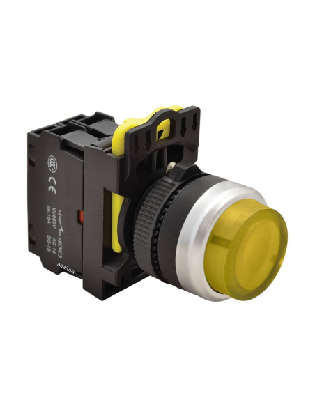 Botão elétrico iluminado amarelo saliente 22mm em plástico NYG3-HLY | ADAJUSA | preço